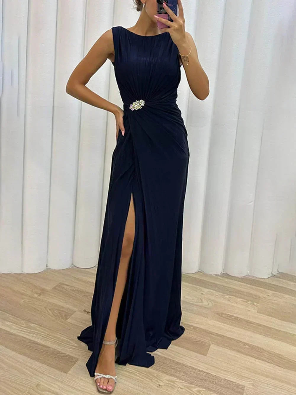 Lily | Long Pleated Evening Gown