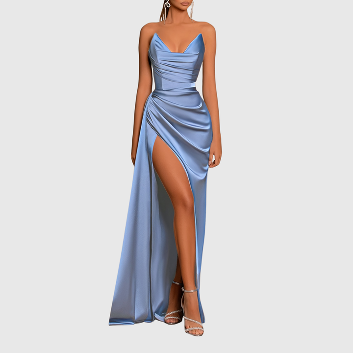 Evadne | Flowing Satin Maxi Dress