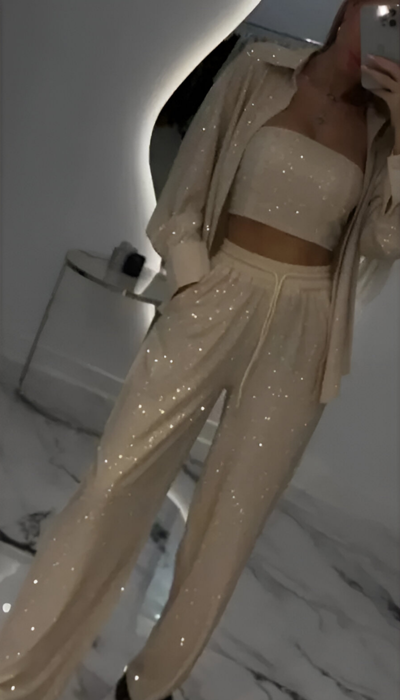 Fioralba | Sequin Lounge Set – Three Piece