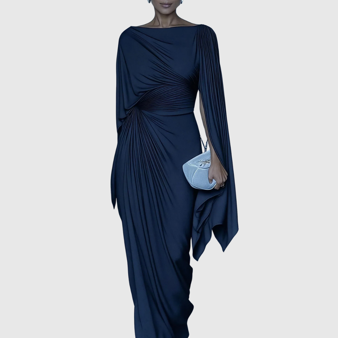 Fiona | Pleated Drape Maxi Dress