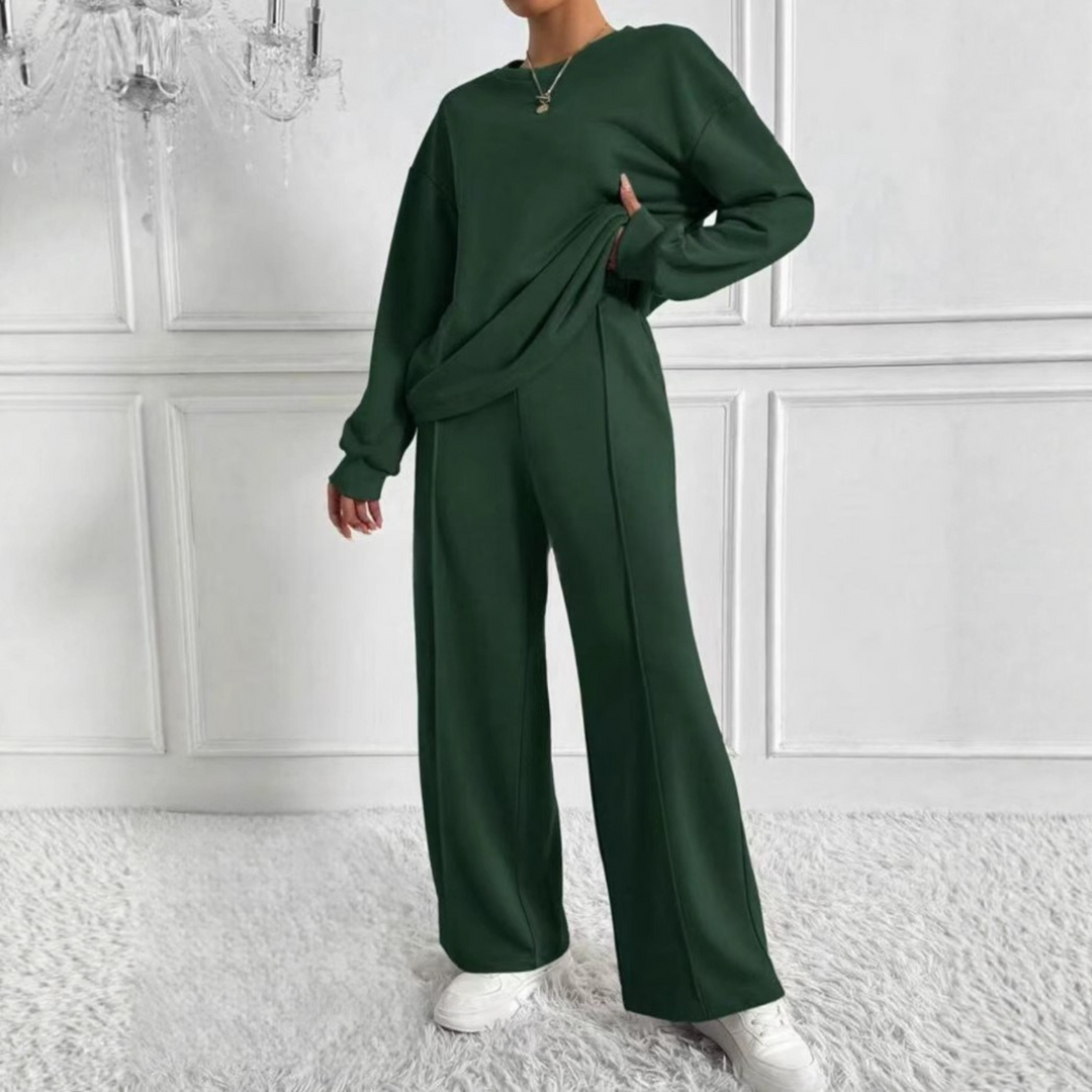 TINIDOR™ - Casual Long Sleeve Sweatshirt and High Waist Pants Set