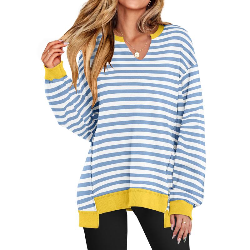 GENEVA™ - Casual V-Neck Oversized Sweatshirt Lightweight Long Sleeve