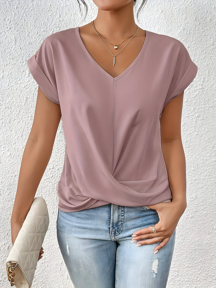 MEIKA™ – Classic Twist Detail V-Neck Top