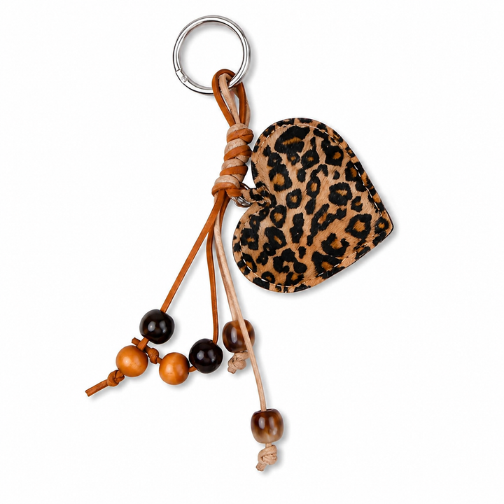 Leopard Heart Bag Charm
