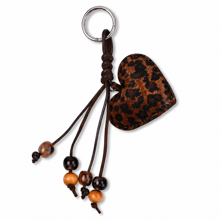 Leopard Heart Bag Charm