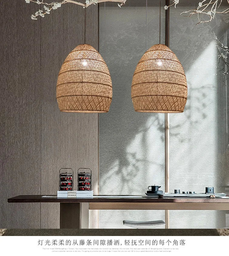 Bamboo Rattan Modern Pendant Light