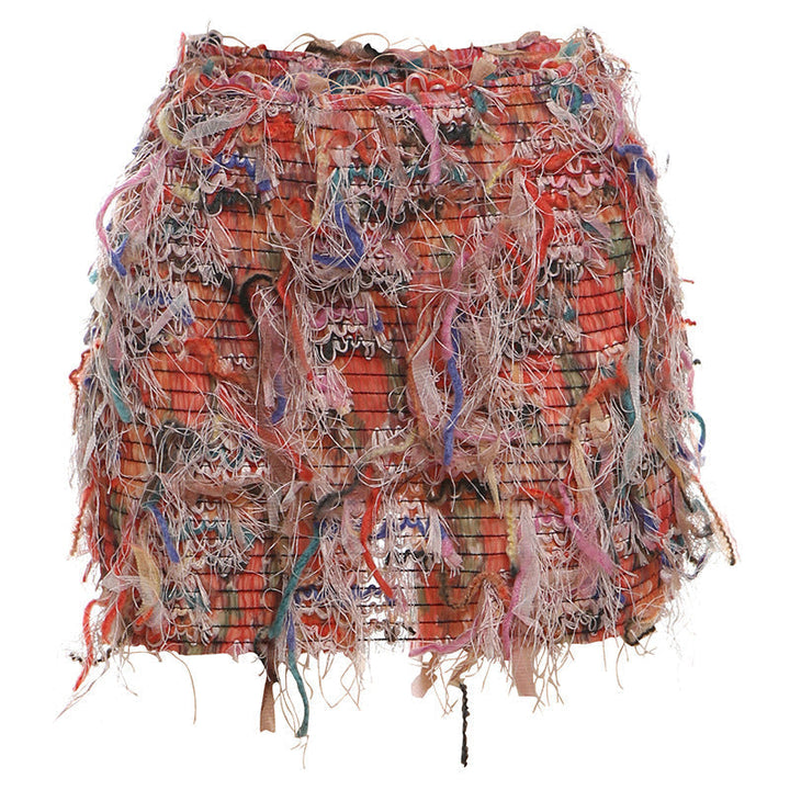 MARIA™ – Chic Fringe Detail High-Waist Mini Skirt