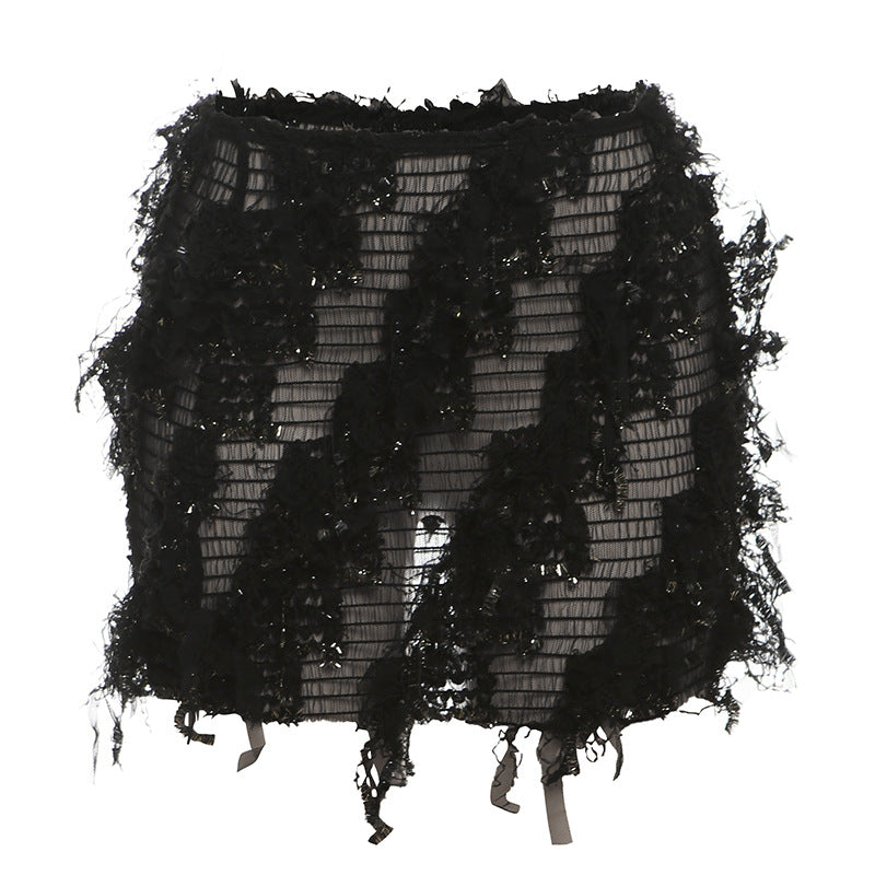 MARIA™ – Chic Fringe Detail High-Waist Mini Skirt
