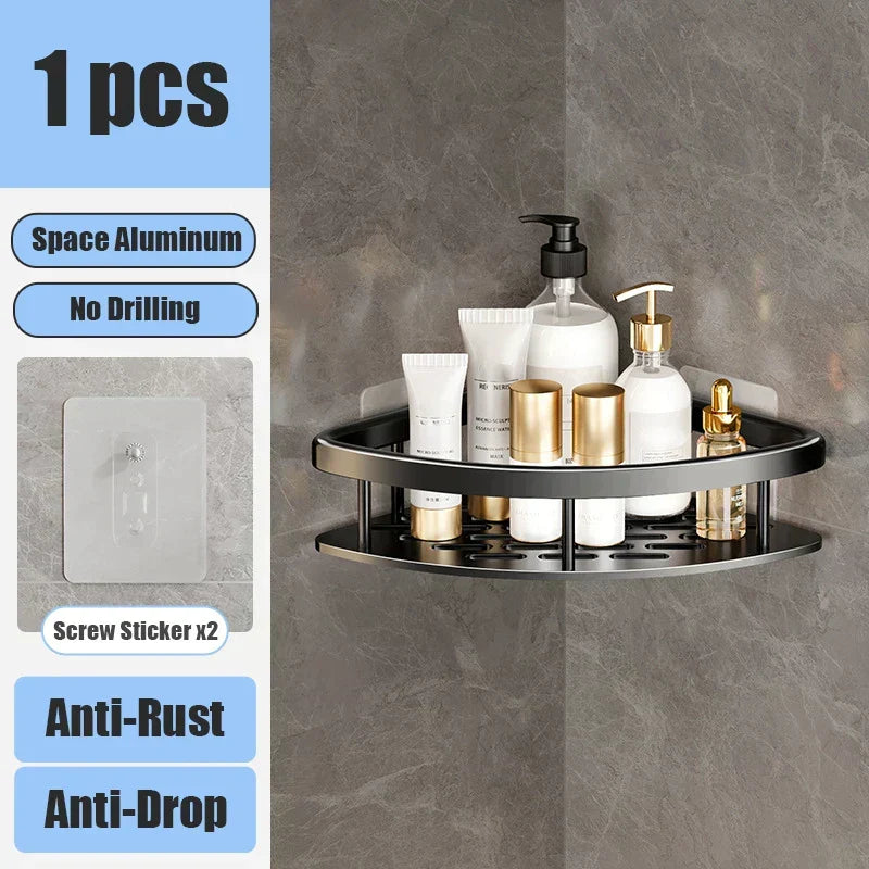 No Drill Bathroom Wall Shelves