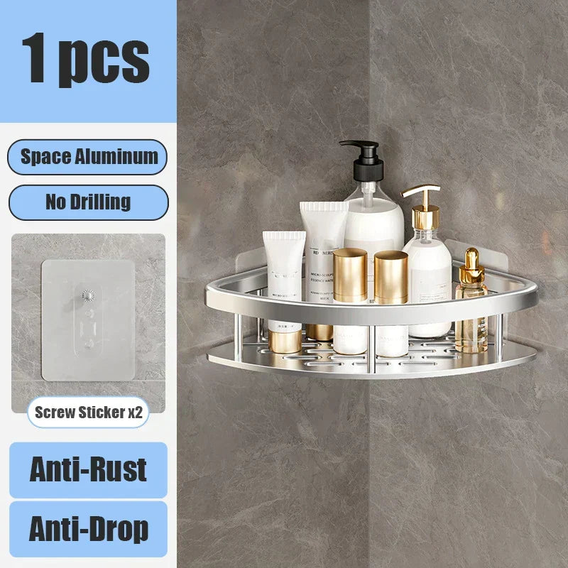 No Drill Bathroom Wall Shelves