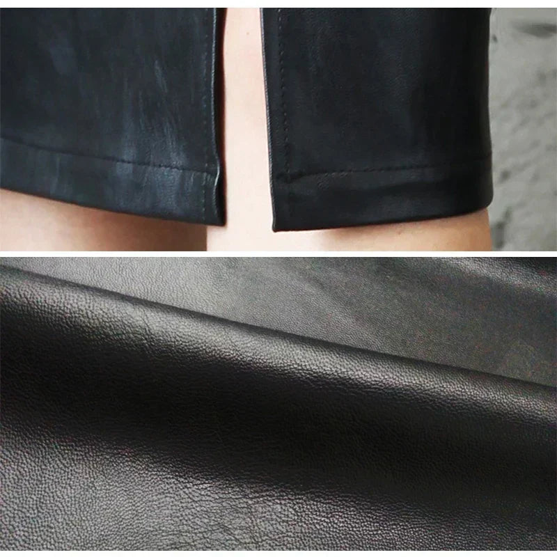 MONIQUE™ – Sleek Black Leather Pencil Skirt