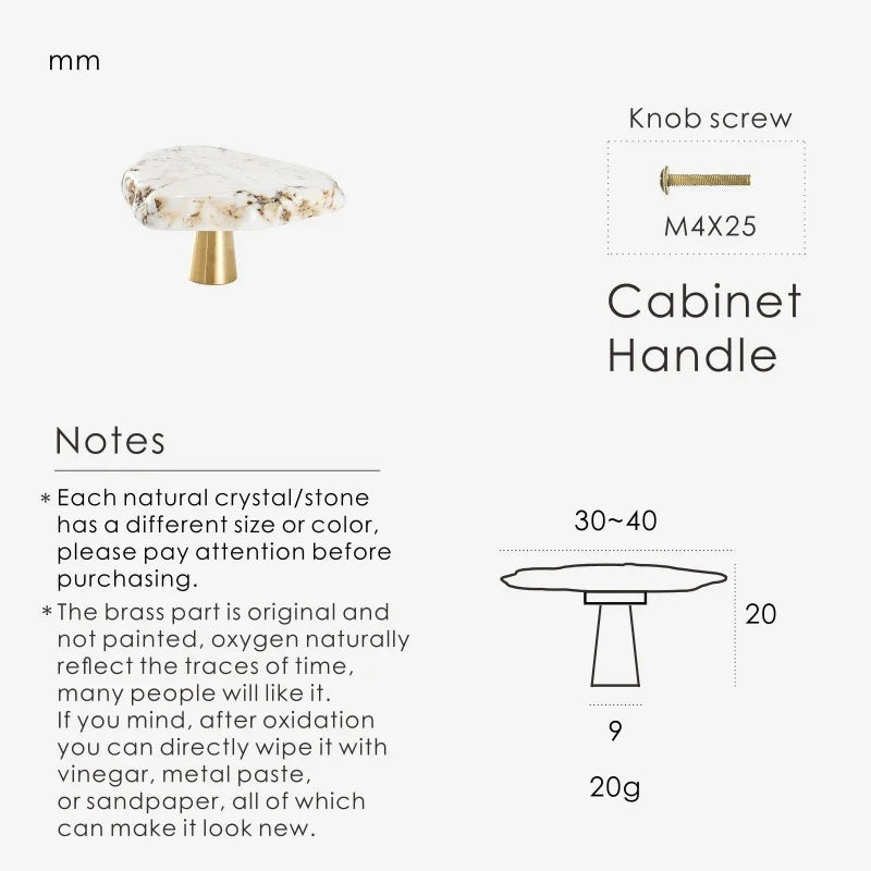 Natural White Turquoise Marble Handle & Hooks