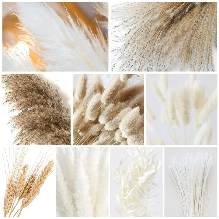 Natural Pampas & Dried Flowers Bouquet - 80pcs