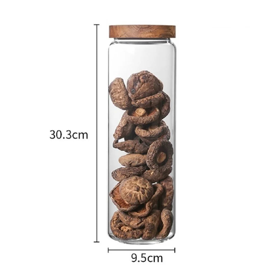 Wooden & Glass Storage Jars