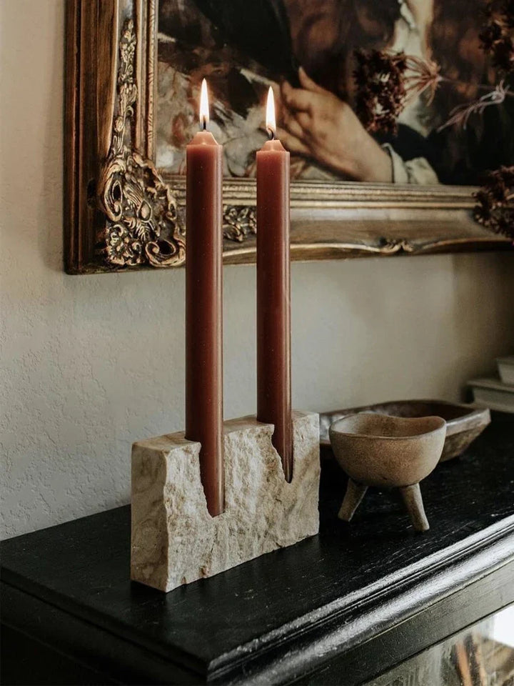 Travertine Candle Holder