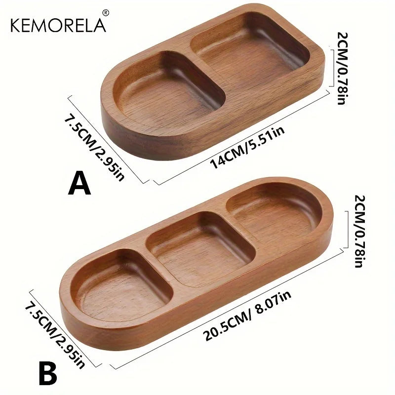 Wooden 2 and 3 Grid Condiment Plate