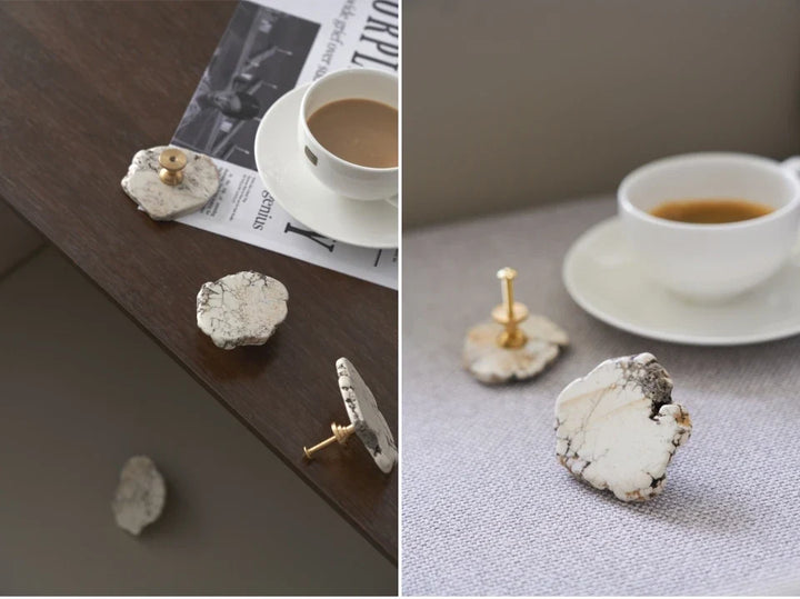 Natural White Turquoise Marble Handle & Hooks