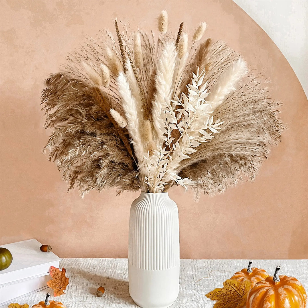 Natural Pampas & Dried Flowers Bouquet - 80pcs