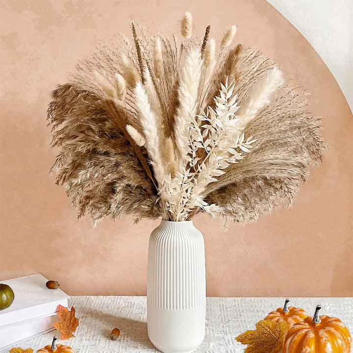 Natural Pampas & Dried Flowers Bouquet - 80pcs