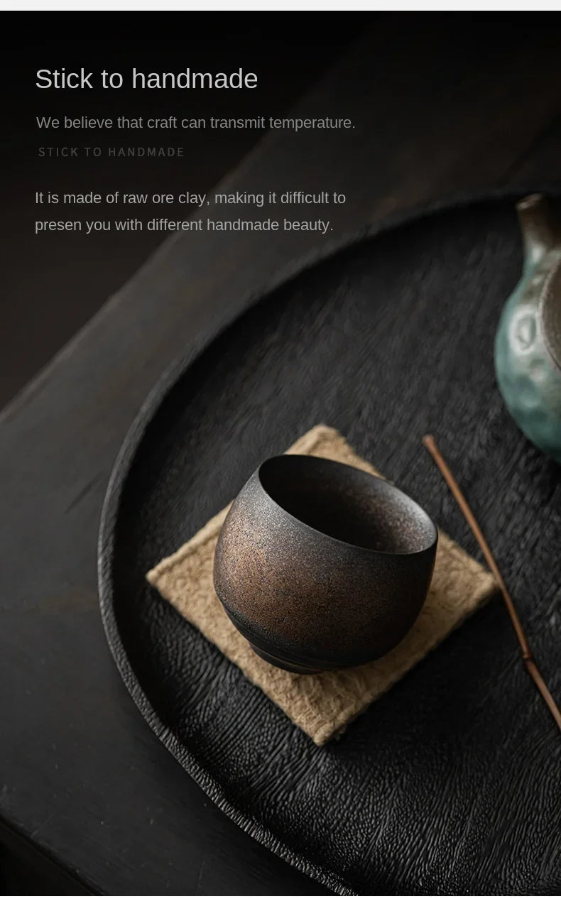 Japanese Style Handmade Stoneware Tea Cup & Bowl