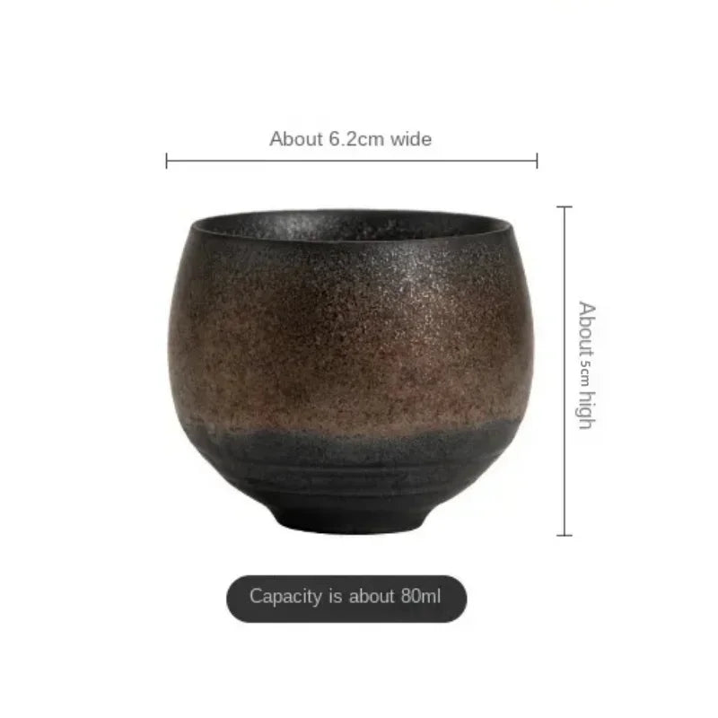 Japanese Style Handmade Stoneware Tea Cup & Bowl