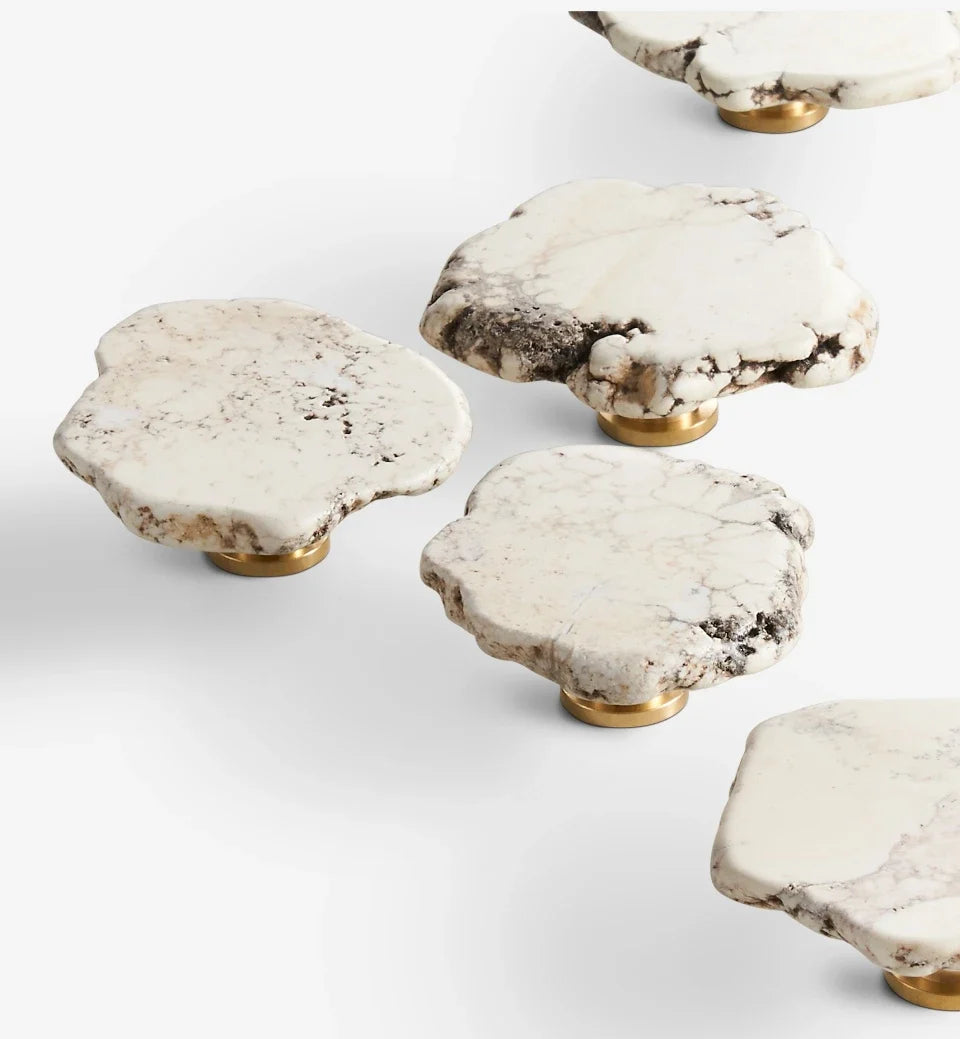 Natural White Turquoise Marble Handle & Hooks