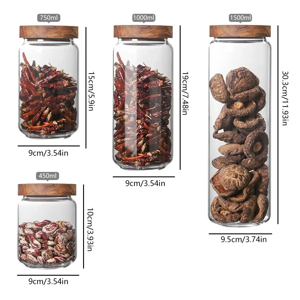 Wooden & Glass Storage Jars