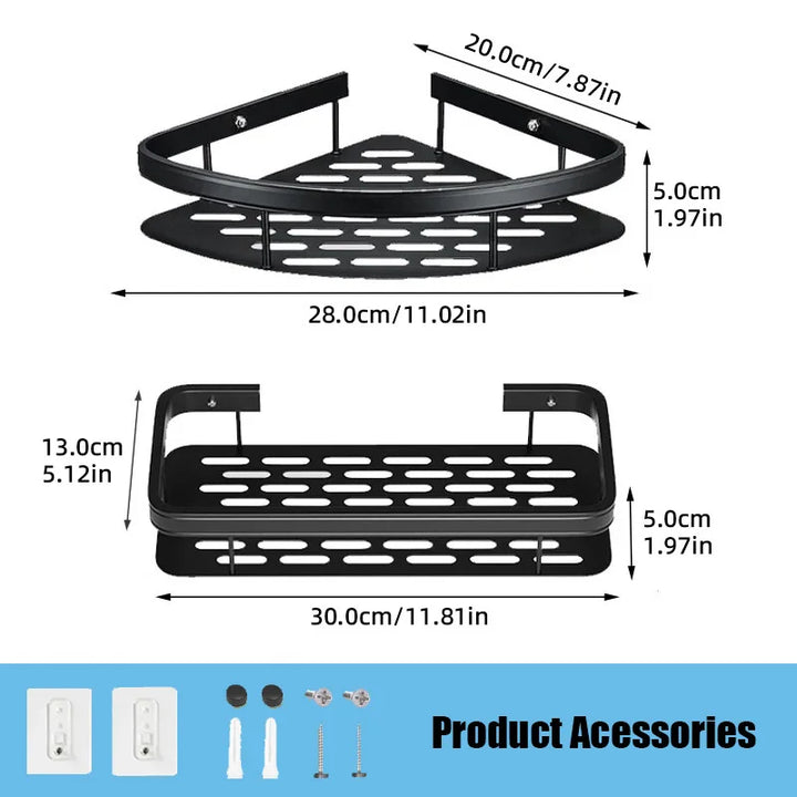 No Drill Bathroom Wall Shelves