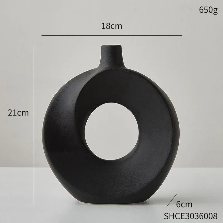 Nordic Style Ceramic Donut Vase