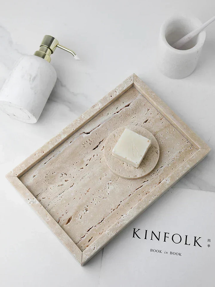 Minimalism Travertine Stone Vanity Tray