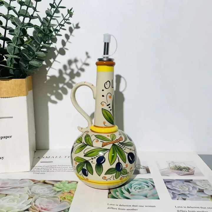 Ceramic Decorative Olive Oil Bottle