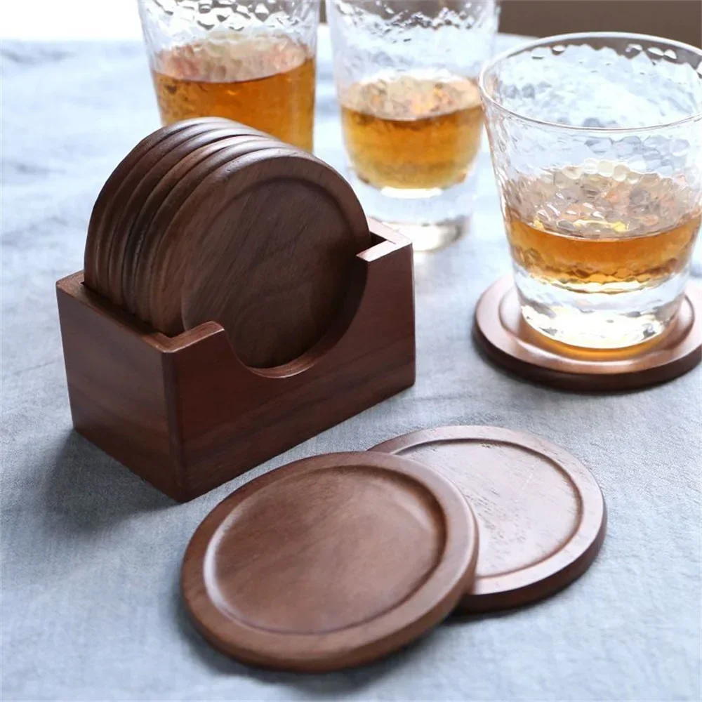 Solid Walnut Wood Coasters 6pcs/set