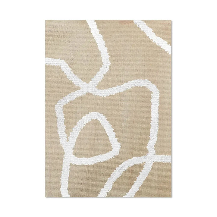 Abstract Line Beige Wall Art Canvas Painting