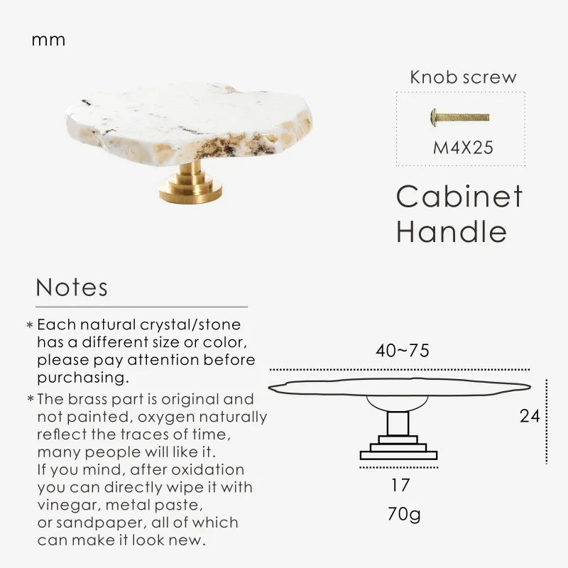 Natural White Turquoise Marble Handle & Hooks