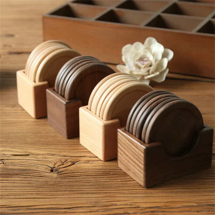 Solid Walnut Wood Coasters 6pcs/set
