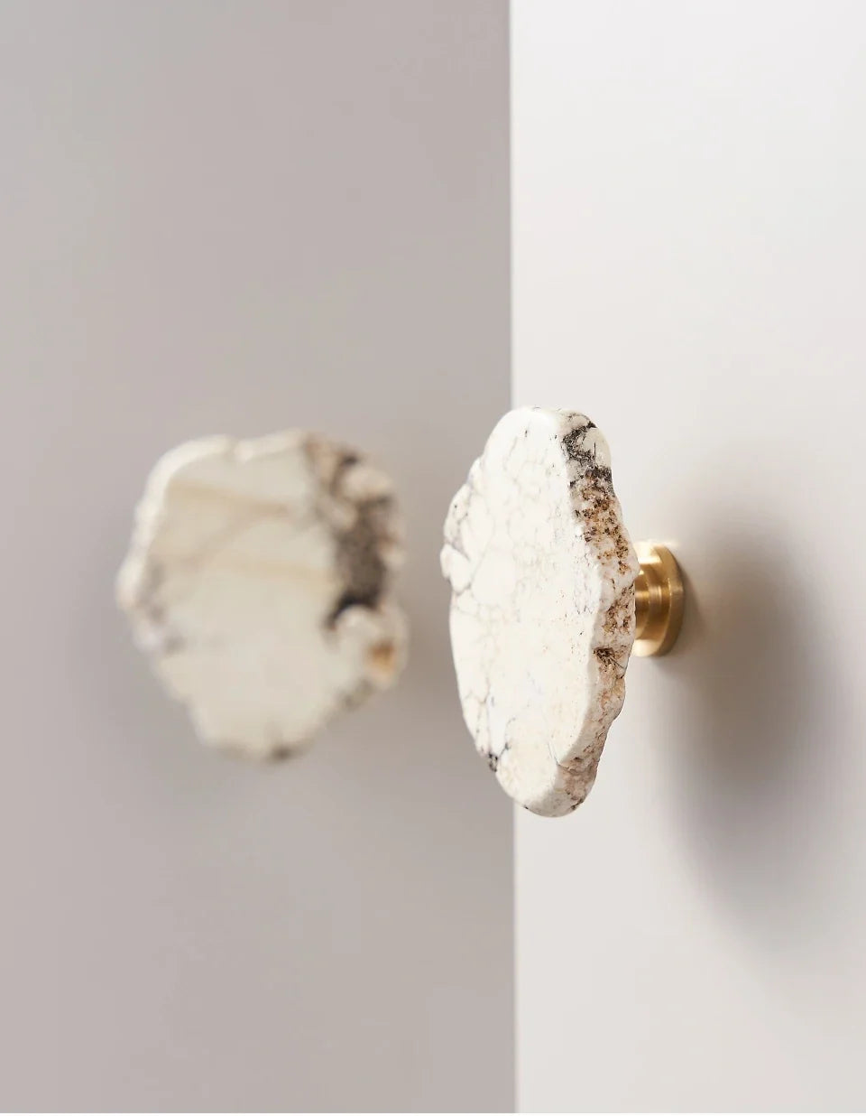 Natural White Turquoise Marble Handle & Hooks