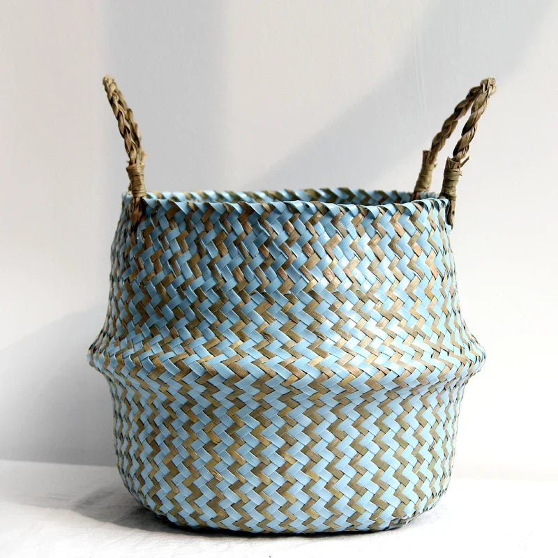 Boho Decor Striped Wicker Storage Baskets