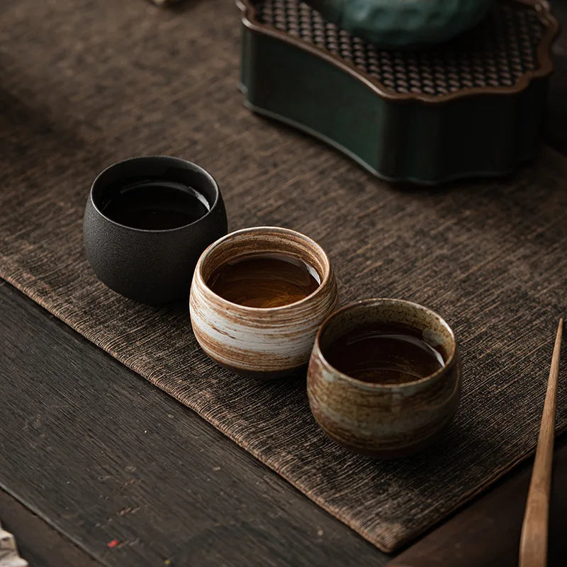 Japanese Style Handmade Stoneware Tea Cup & Bowl