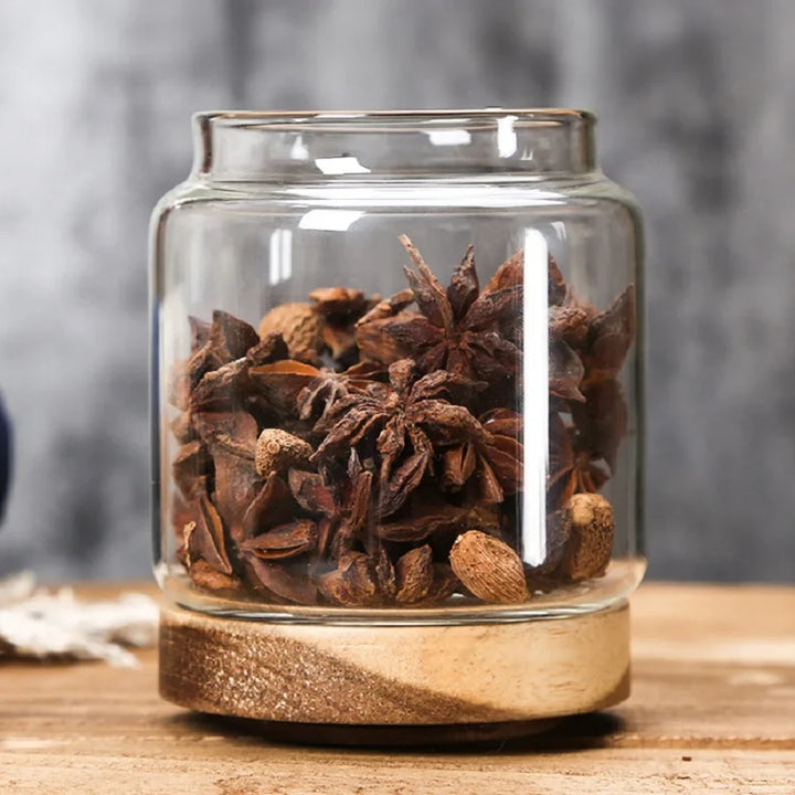 Wooden & Glass Storage Jars
