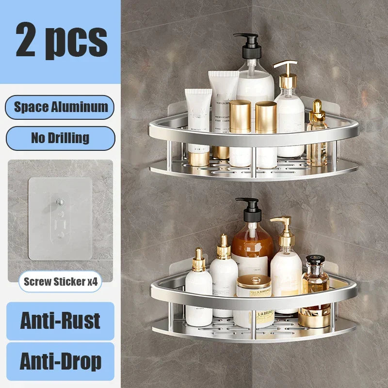 No Drill Bathroom Wall Shelves