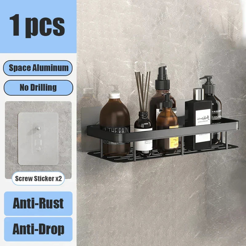 No Drill Bathroom Wall Shelves
