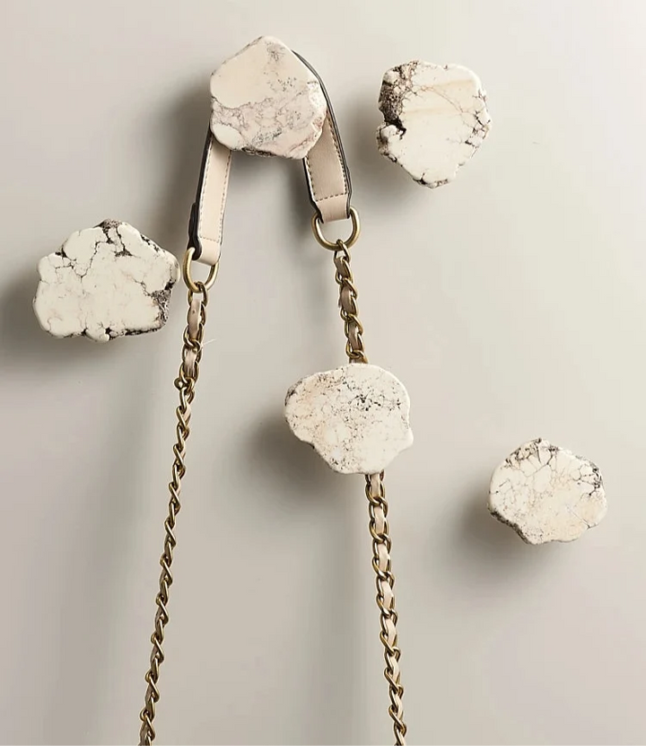 Natural White Turquoise Marble Handle & Hooks