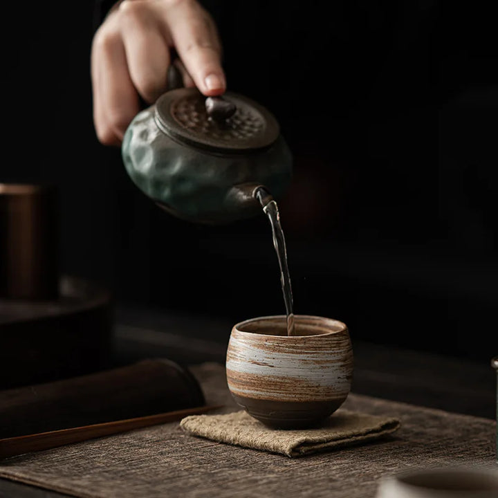 Japanese Style Handmade Stoneware Tea Cup & Bowl