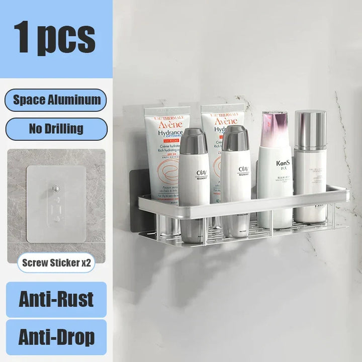 No Drill Bathroom Wall Shelves