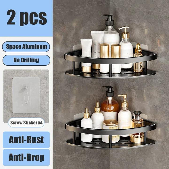 No Drill Bathroom Wall Shelves