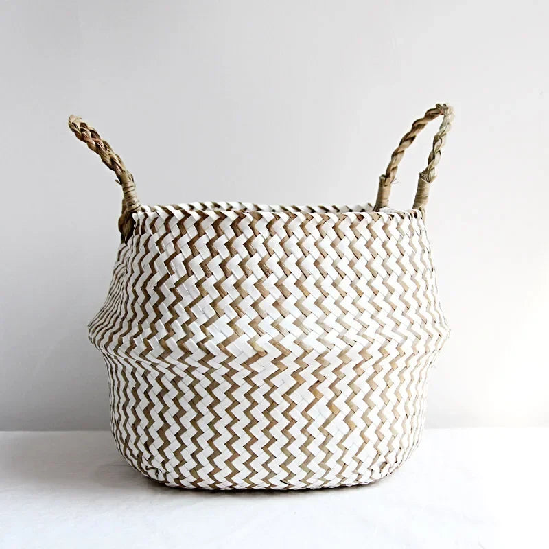 Boho Decor Striped Wicker Storage Baskets