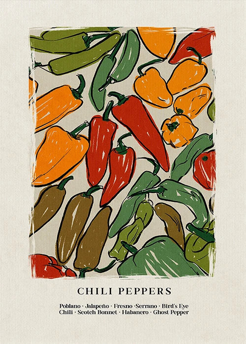 Japanese Hot Chili Pepper Wall Art