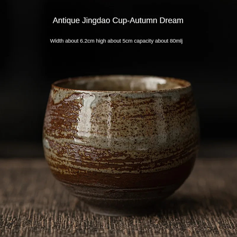 Japanese Style Handmade Stoneware Tea Cup & Bowl