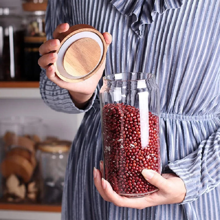 Wooden & Glass Storage Jars