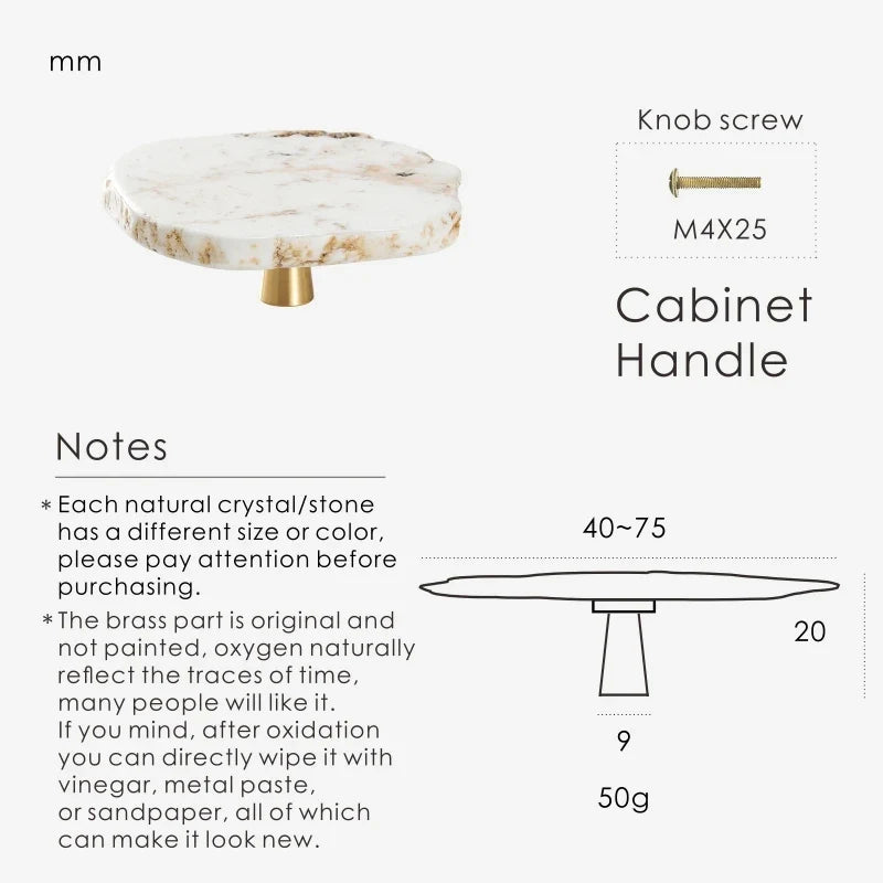 Natural White Turquoise Marble Handle & Hooks